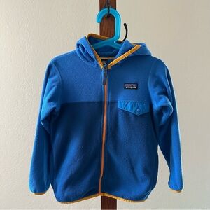 Patagonia Kids Micro D Fleece Hoodie - Blue with Orange Trim (5T)